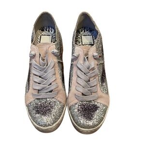 Dolce Vita silver glitter and animal print sneakers